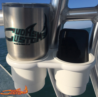 universal clamp-on double cup holder for boats